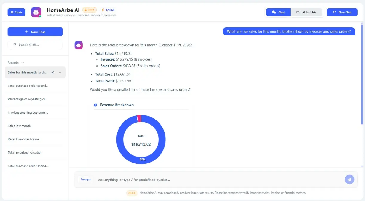 HomeArize AI Purchasing & Vendors and Inventory & Stock queries showing purchase order spend and inventory valuation